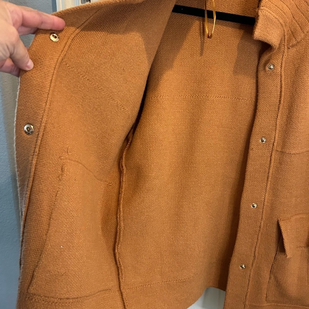 🧡”Tahari” Rust Brown Very Soft Gold Button Front Cardigan w/ Pockets Size M🧡 - Picture 7 of 15